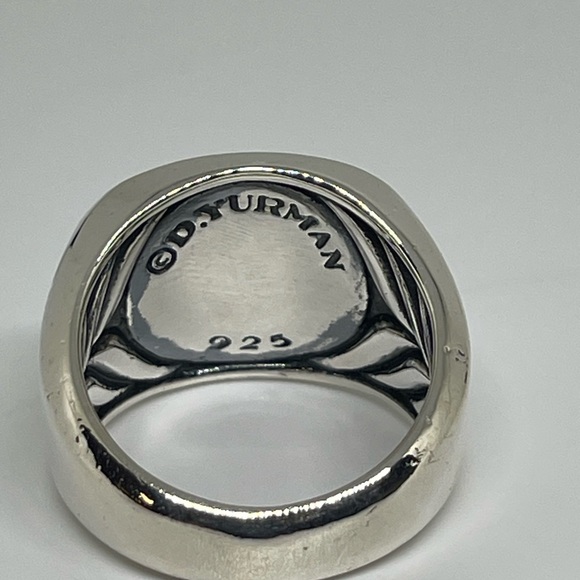 David Yurman Streamline Inlay Signet Cushion Ring with Turquoise - Picture 4 of 9